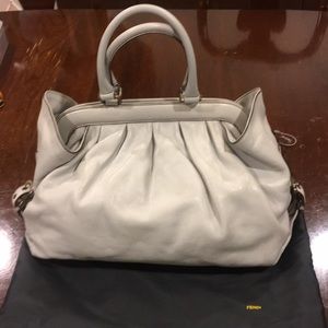 FENDI B Borsa White Leather Bag RARE
